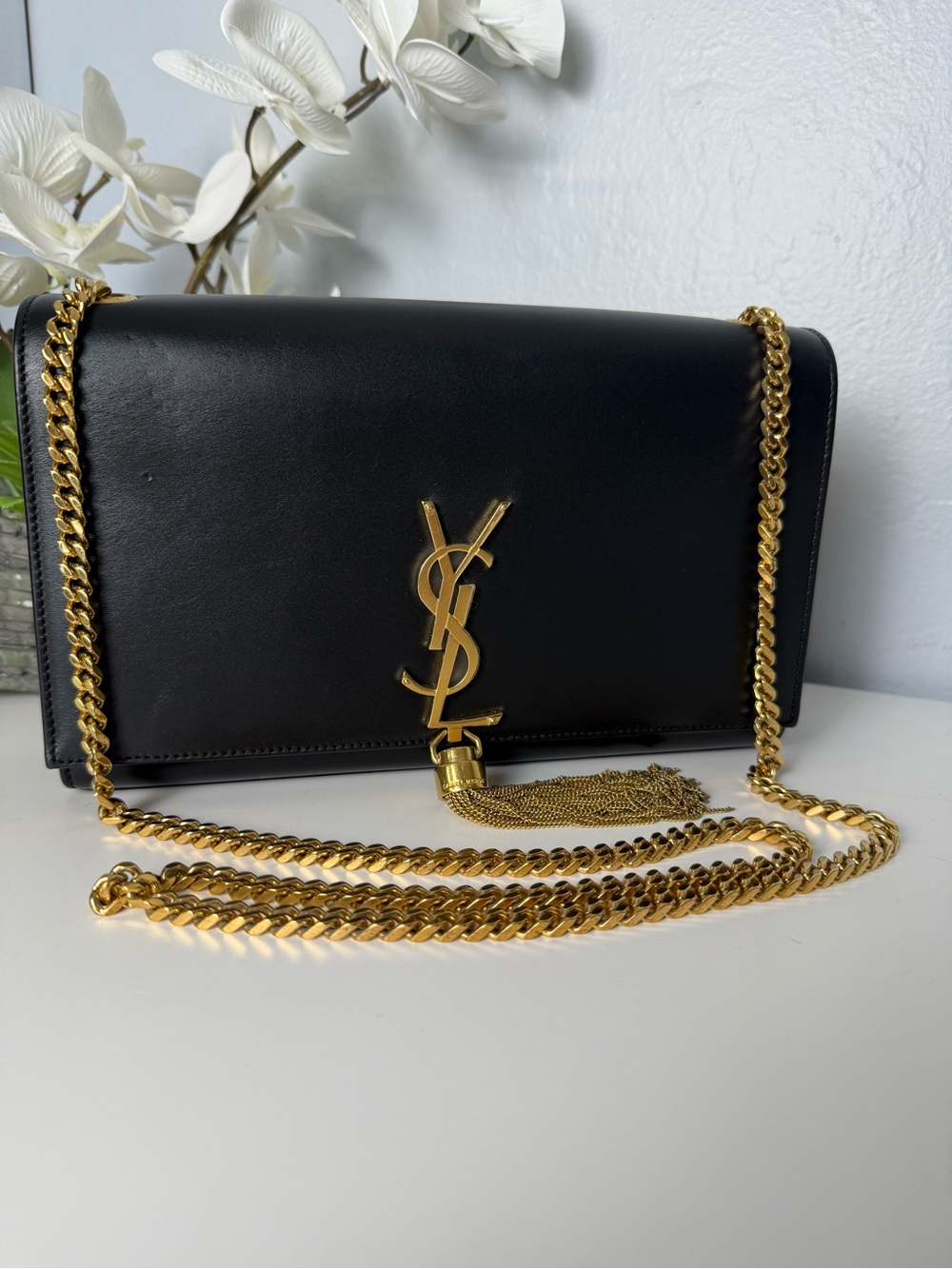 YSL SAINT LAURENT Kate Monogram Tassel Bag Black